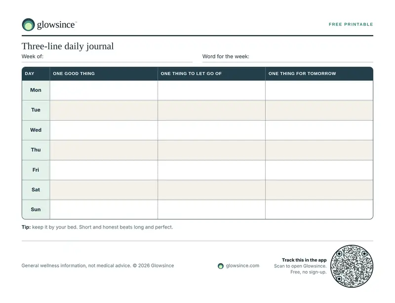 Preview of the Three-line daily journal printable