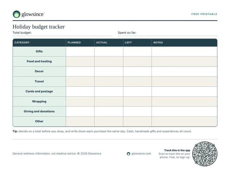 Preview of the Holiday budget tracker printable