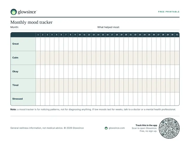 Preview of the Monthly mood tracker printable