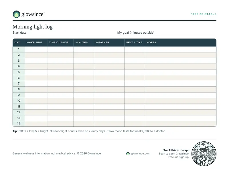 Preview of the Morning light log printable