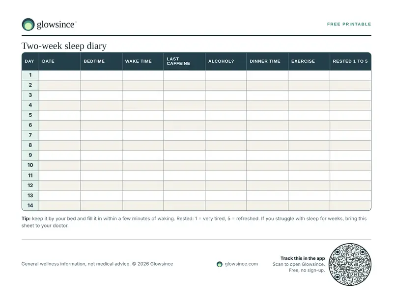 Preview of the Two-week sleep diary printable