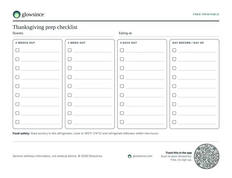 Preview of the Thanksgiving prep checklist printable