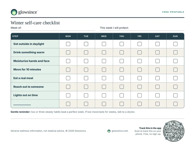 Preview of the Winter self-care checklist printable