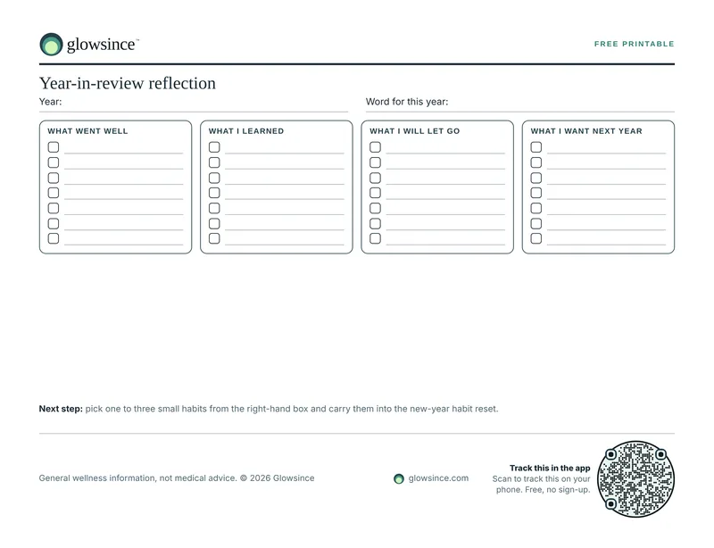 Preview of the Year-in-review reflection printable